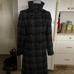 PLANET  Full Length Double Breasted Plaid Winter Coat